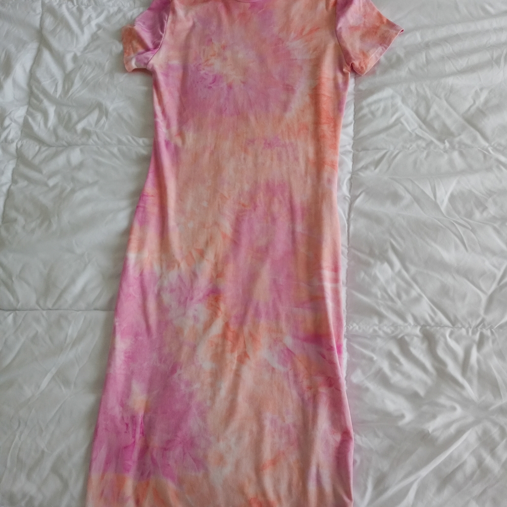 Pink and Orange Tie-Dye Maxi Dress